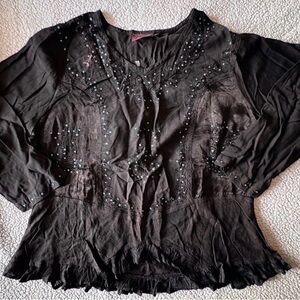 Elegant Black Embellished Blouse